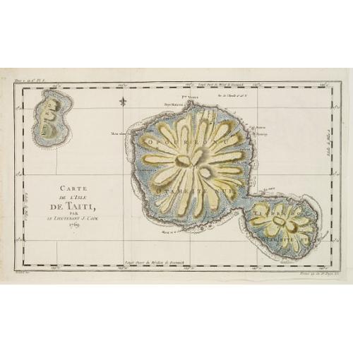 Old map image download for Carte de L'Isle de Taiti par Le Lieutenant J.Cook.