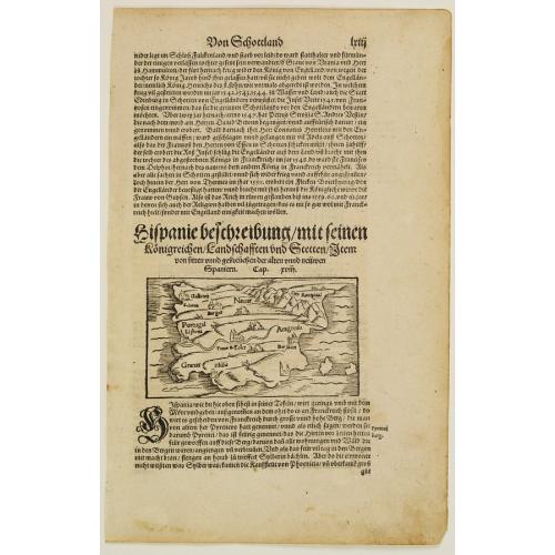 Old map image download for Hispanie beschreibung mit seinen Künigreichen/landschafften und stätten/item von sitten/gebzeüchen der alten vn neüven Spaniern.