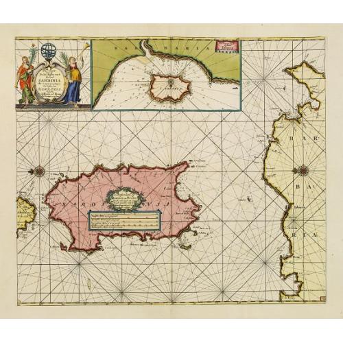 Pas-Caart van de DE Zee kusten van 't Eyland Sardinia. . .