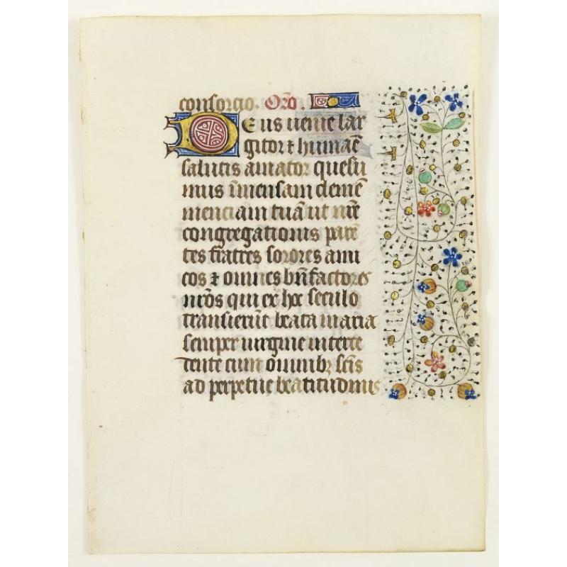 Leaf on vellum from a manuscript Book of Hours, use of Rome.