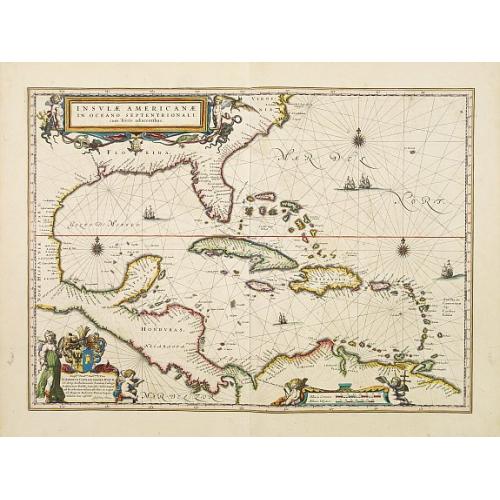 Old map image download for Insulae Americanae in Oceanus Septentrionali cum Terris..