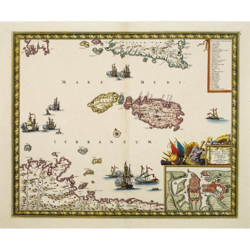 Old map image download for Insula Malta accuratissime Delineata, Urbibus, et Fortalitis..