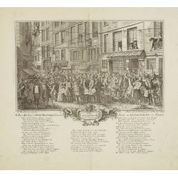 Rue Quinquempoix en l'année 1720. De regte afbeelding der wind negotie gehouden in de straat van Quinquempoix tot Parys.