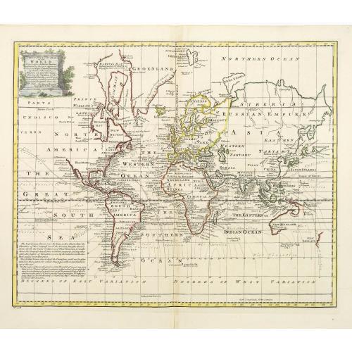 Old map image download for A new & accurate chart of the world drawn from authentic..
