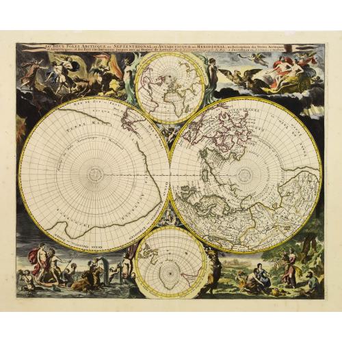 Old map image download for Les Deux Poles Arctique ou Septentrional, et Antarctique..