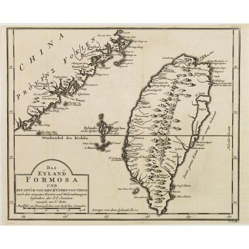 Old map image download for Das Eyland Formosa und ein stück von den Küsten von China..