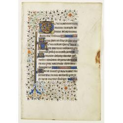 Manuscript leaf with 2-line illuminated capital L.