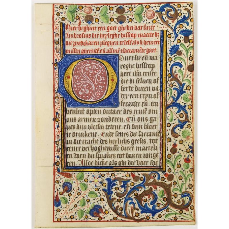 Leaf on vellum, from a manuscript book of hours.