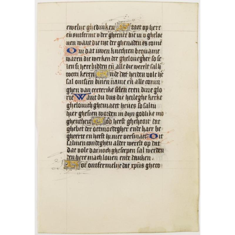 Leaf on vellum, from a manuscript book of hours.