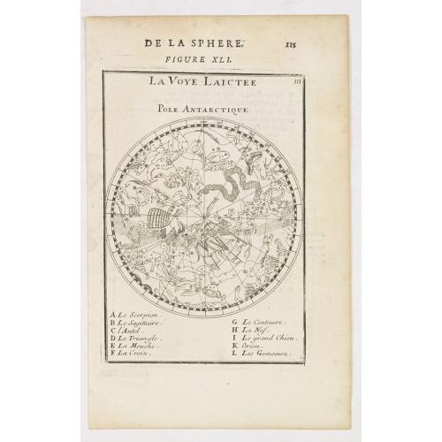 Old map image download for La Voye Laictee, Pole Antarctique.