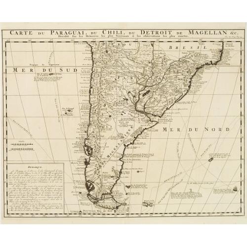 Old map image download for Carte du Paraguai, du Chili, du Detroit de Magellan &c..