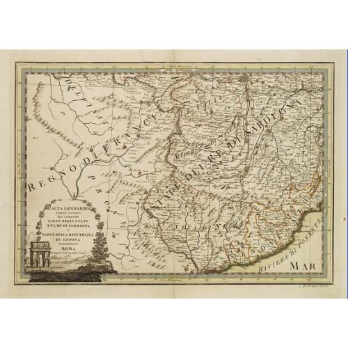 Old map image download for L'alta Lombardia, Terzo Foglio Che comprende parte degli Stati del Re di Sardegna e parte della Repubblica di Genova.