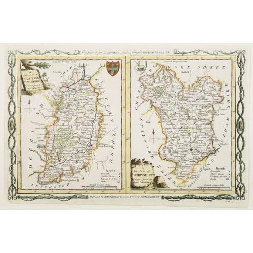 Old map image download for A New Map of Nottingham Shire.. & A New Map of Derbyshire..