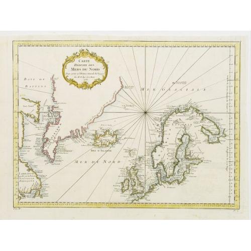 Old map image download for Carte Réduite des Mers du Nord Pour servir a l'Histoire Generale des Voyages.