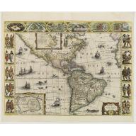 Old, Antique map image download for America noviter delineata. Auct: Judoco Hondio.