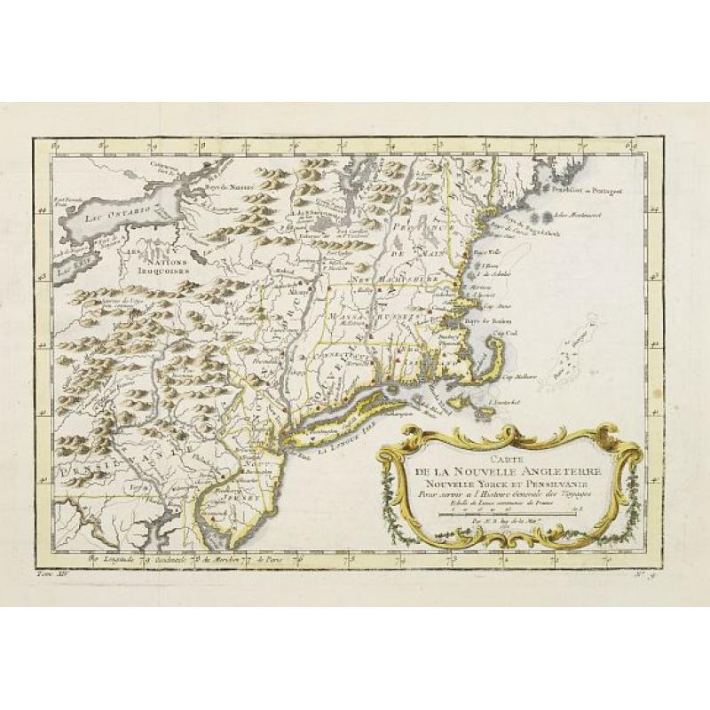 Carte de la Nouvelle Angleterre, Nouvelle Yorck et Pensilvanie..