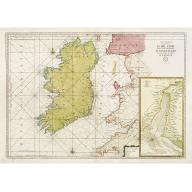 Old, Antique map image download for Carte Generale des Costes D\' Irlande, et des Costes Occidentales D\' Angleterre avec une Partie de celles D\' Ecosse.