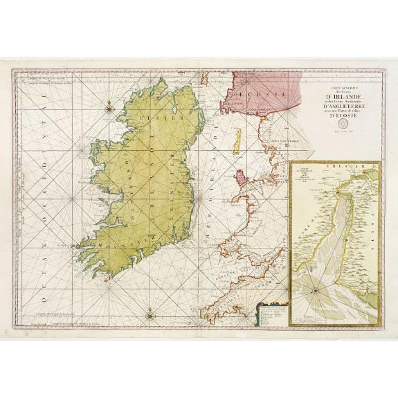 Carte Generale des Costes D\' Irlande, et des Costes Occidentales D\' Angleterre avec une Partie de celles D\' Ecosse.