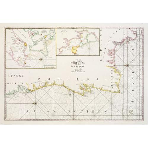 Old map image download for Carte Des Costes De Portugal et de Partie D'Espagne depuis le Cap de Finisterre Jusques au Dêtroit De Gibraltar.