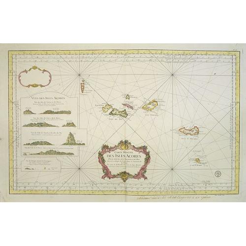 Old map image download for Carte Réduite des Isles Açores Pour servir aux Vaisseaux du Roy..