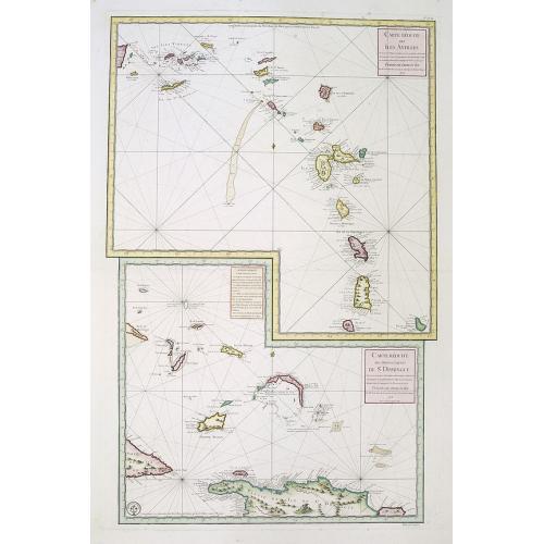 Old map image download for [Carte Réduite Des Îles Antilles..] & [Carte Réduite Des Debouquements De St. Domingue..]