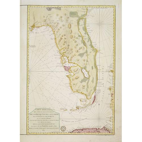 Old map image download for Carte Reduite des Cotes Et De L'Interieur De La Presqu'Ile De La Floride, avec le Detroit de cette Presqu'ile et le Canal . . . 1780.