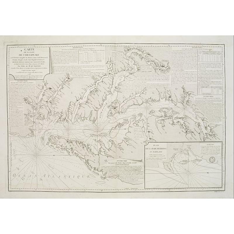Carte de la Baie de Chesapeake et de la Partie navigable des Rivieres, James, York, Patowmack, Patuxen, Patapsco, North-East, Choptank et Pokomack... par ordre de M. de Sartine.