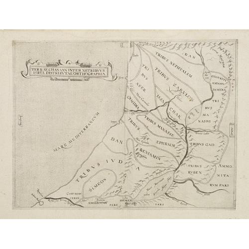 Old map image download for Terrae Chanaan Inter XII Tribuus Israel Distributae Orthographia.