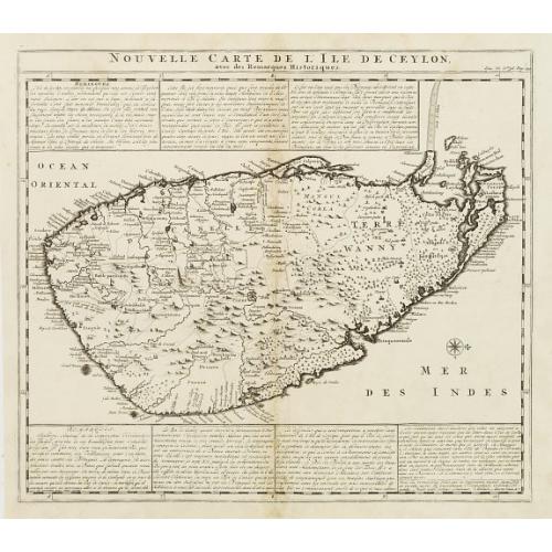 Old map image download for Nouvelle Carte de L'Isle de Ceylon, avec des remarques Historiques.