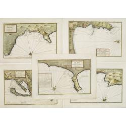 [5 charts of Spanish coasts and harbours.] Plan du Port et Rade ... Jacques Ayrouard