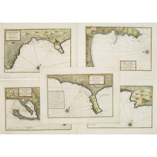 Old map image download for [5 charts of Spanish coasts and harbours.] Plan du Port et Rade ... Jacques Ayrouard