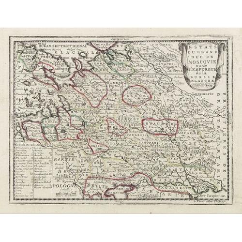 Old map image download for Estats du Grand Duc de Moscovie ou de L'Empereur de la Russie Blanche. . .