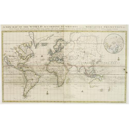 Old map image download for A new map of the world according to Wrights alias Mercator Projection &c..