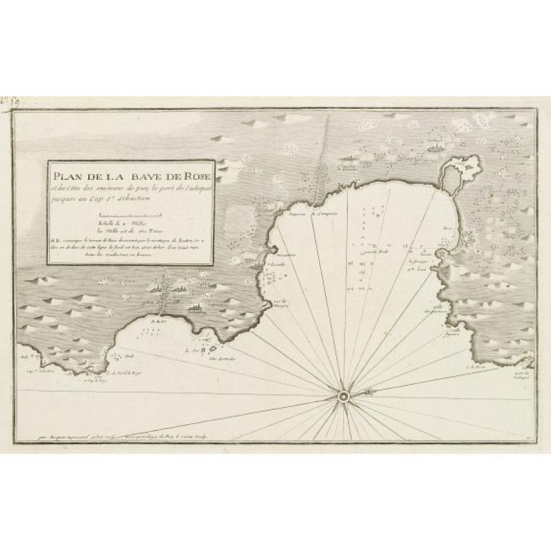 Plan de la Baye de Rose et des Côtes des environs de puis le port de Cadequié jusques au Cap St. Sebastien..