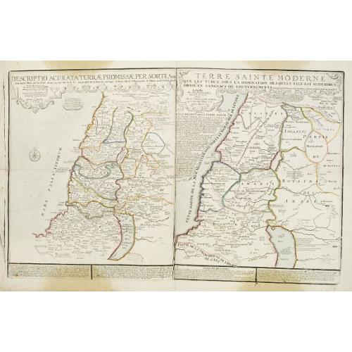 Old map image download for Descriptio Acurata Terrae Promissae Per Sortes XII.. & Terre Sainte Moderne.