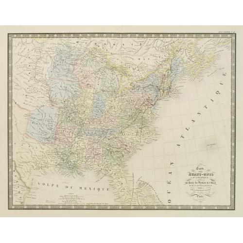Old map image download for Carte des Etats-Unis d''''Amérique comprenant une Partie des Districts de l''''Ouest et de la Nouvelle Bretagne..