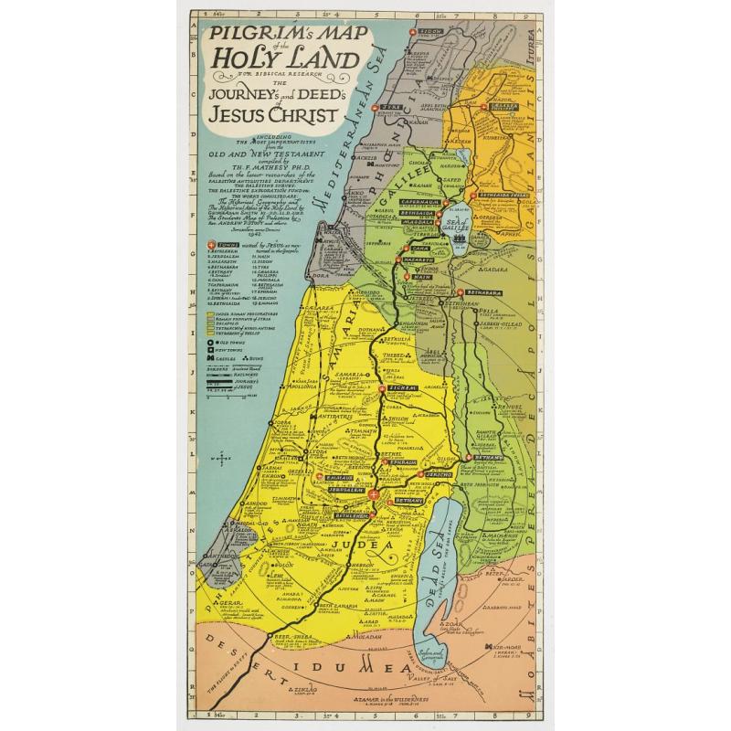 Pilgrim's map of the Holy Land : for biblical research, the journey's and deed's of Jesus Christ.