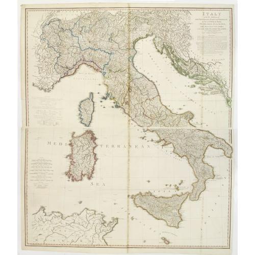Old map image download for Italy with the Addition of the Southern Parts of Germany as far as.. the Illyric Islands..
