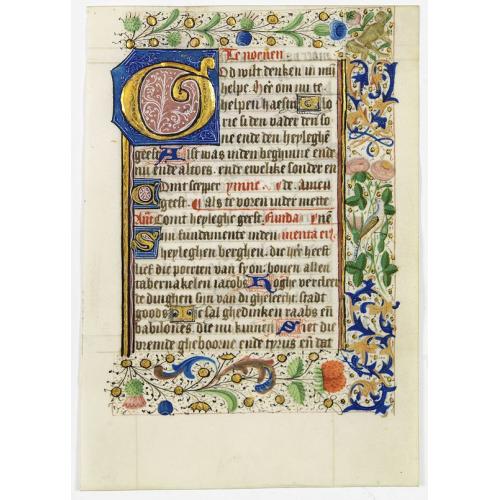 Leaf on vellum, from a manuscript book of hours.