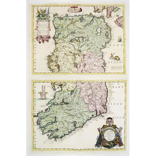 Old map image download for [Two maps] Parte settentrionale dell' Irlanda descritta.. / Irlanda Parte Meridionale..