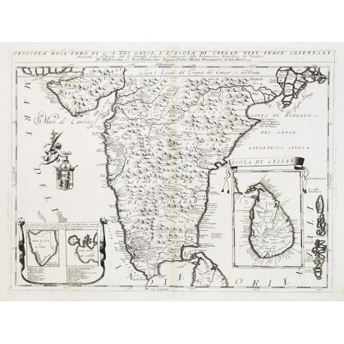 Old map image download for Penisola dell'Indo di qua del Gange, e l isola di Ceilan..