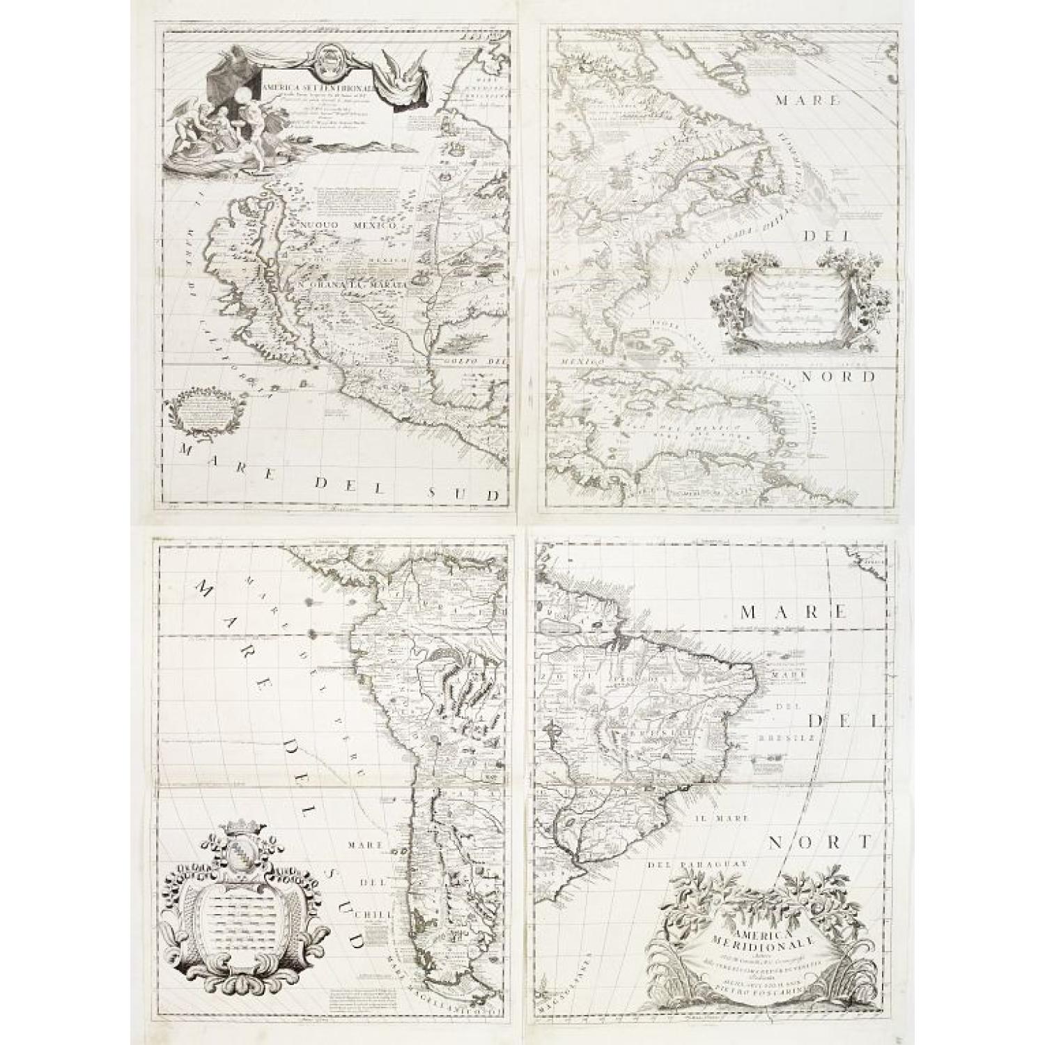 [4 sheets] America Settentrionale Colle Nuove Scoperte Sin All Anno 1688