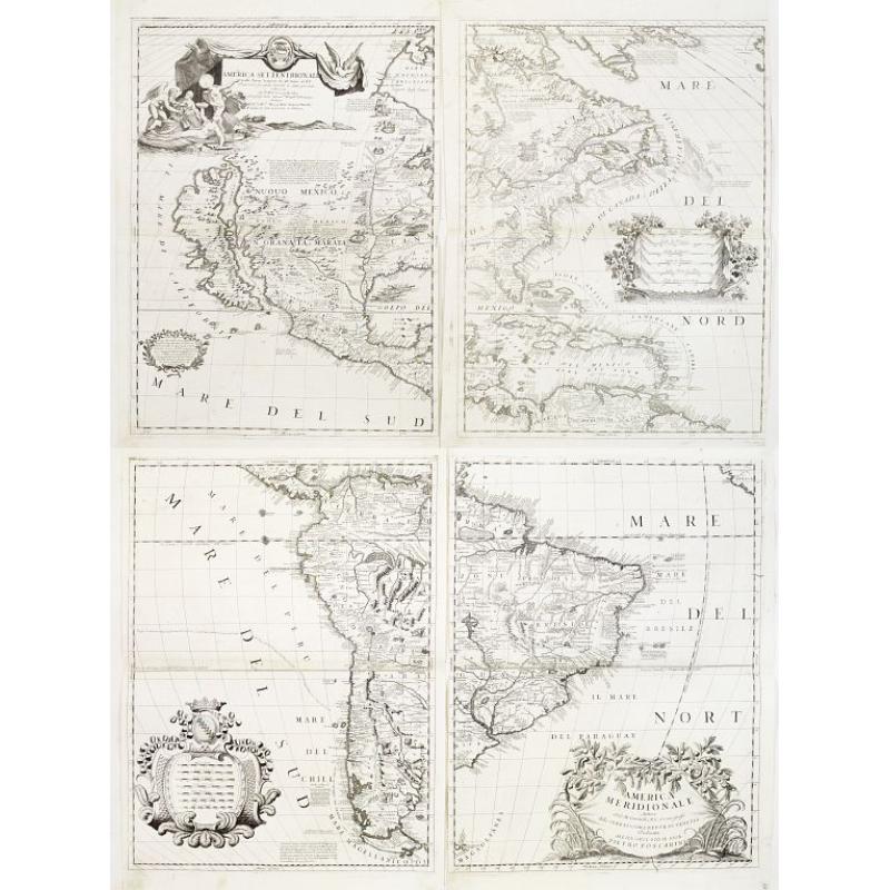 [4 sheets] America Settentrionale Colle Nuove Scoperte Sin All Anno 1688