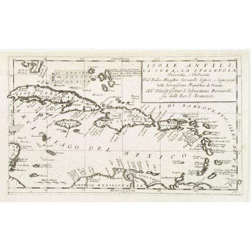 Old map image download for Isole Antili, La Cuba, e La Spagnuola..