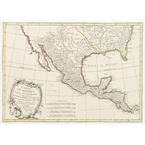 Old map image download for Carte du Mexique ou de la Nlle. Espagne Contenant aussi le Nouveau Mexique, la Californie, avec une Partie des Pays adjacents..