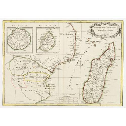 Old map image download for Partie de la Cote Orientale d' Afrique avec l' Isle de Madagascar et les Cartes particulières des Isles de France et de Bourbon..