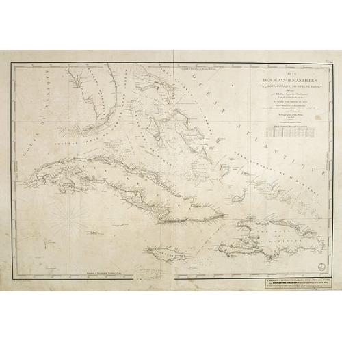 Old map image download for Carte des Grandes Antilles (Cuba, Haïti, Jamaïque, Archipel de Bahama..
