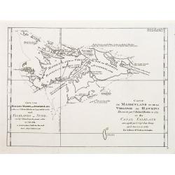Carte de Maidenland ou de la Virginie de Hawkins.. Et du Canal Falkland..