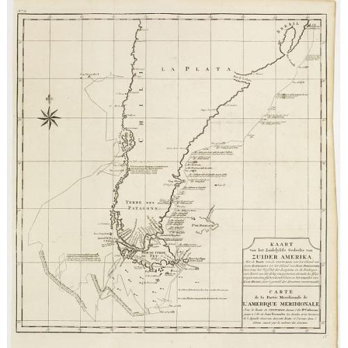 Old map image download for Kaart van het Zuidelykste Gedeelte van Zuider Amerika.. - Carte de la Partie Meridionale de l'Amerique Meridionale..