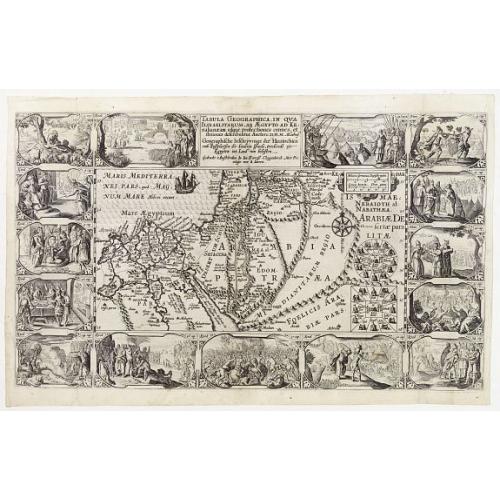 Old map image download for Tabula Geographica, in qua Israelitarum, ab Aegypto ad Kenahanaeam..